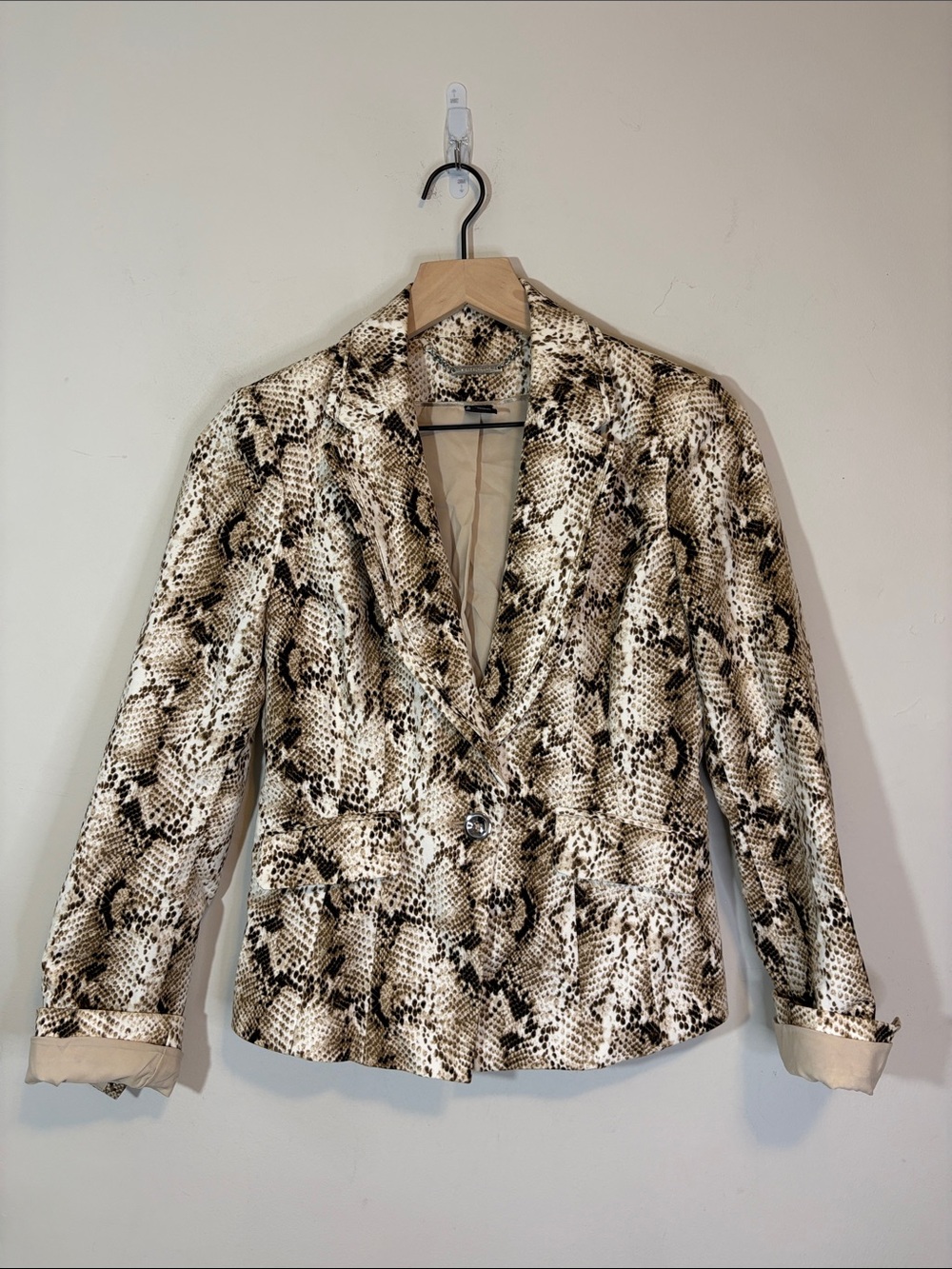 WHBM Wild Python Print Blazer Snake Print Office Baddie Professional Jacket 0